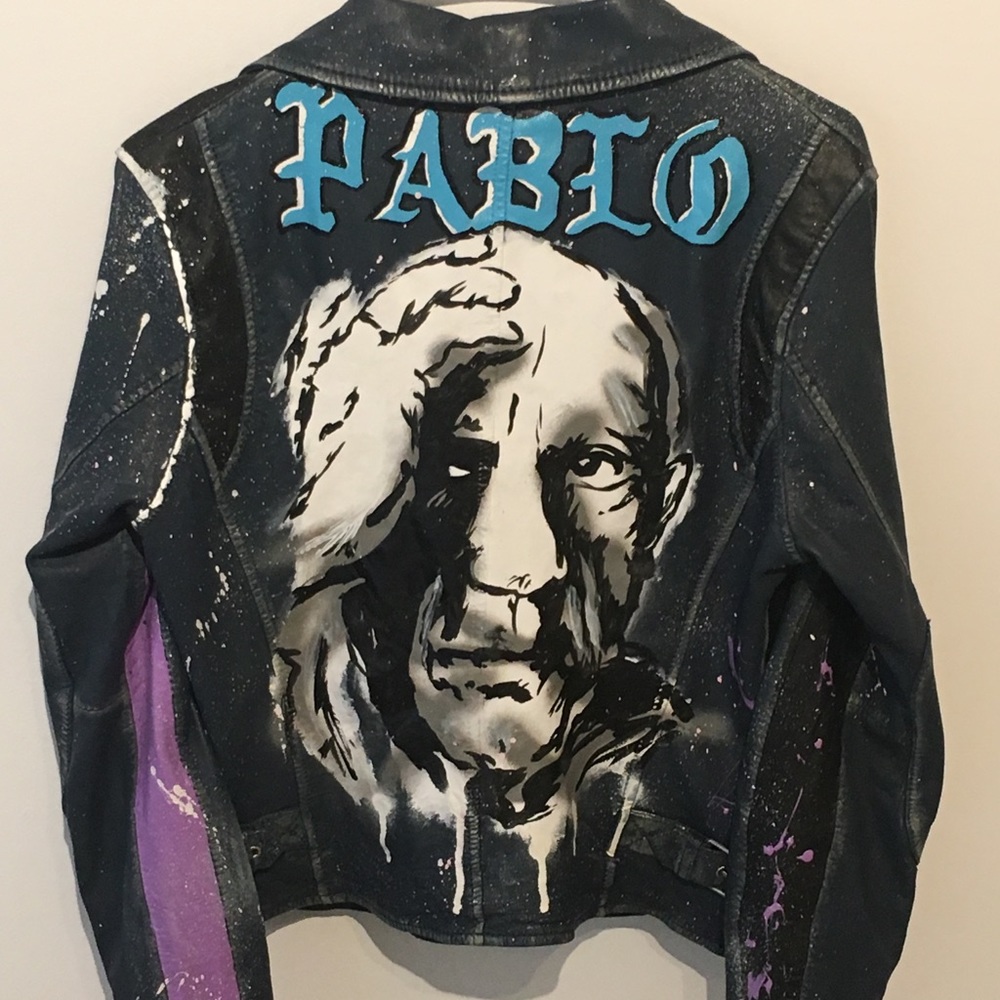 Custom Hand Painted Art on Leather Jacket